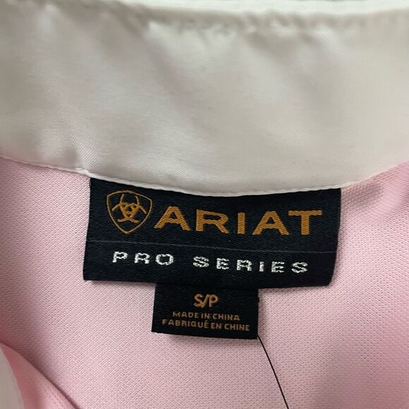 Ariat Pro Series Womens Small Aptos Show Top Polo Pink White Short Sleeves NWT - Picture 4 of 5